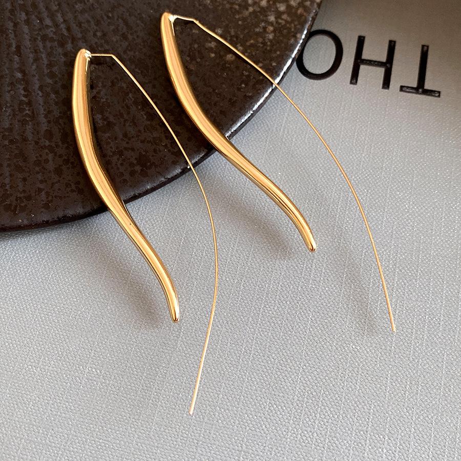 

Glossy water drop long fashion ear hook European and American cold wind versatile earrings light luxury high-end temperament earrings