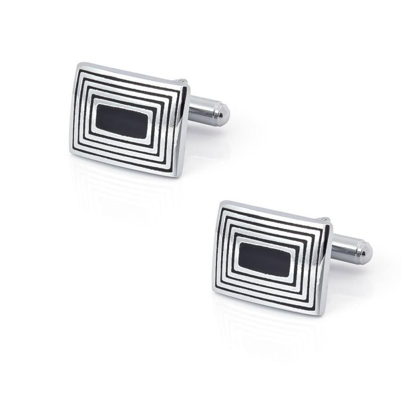 Rectangular Navy Blue Drip Oil Retro Patterned Metal Cufflinks Men s French all-natural