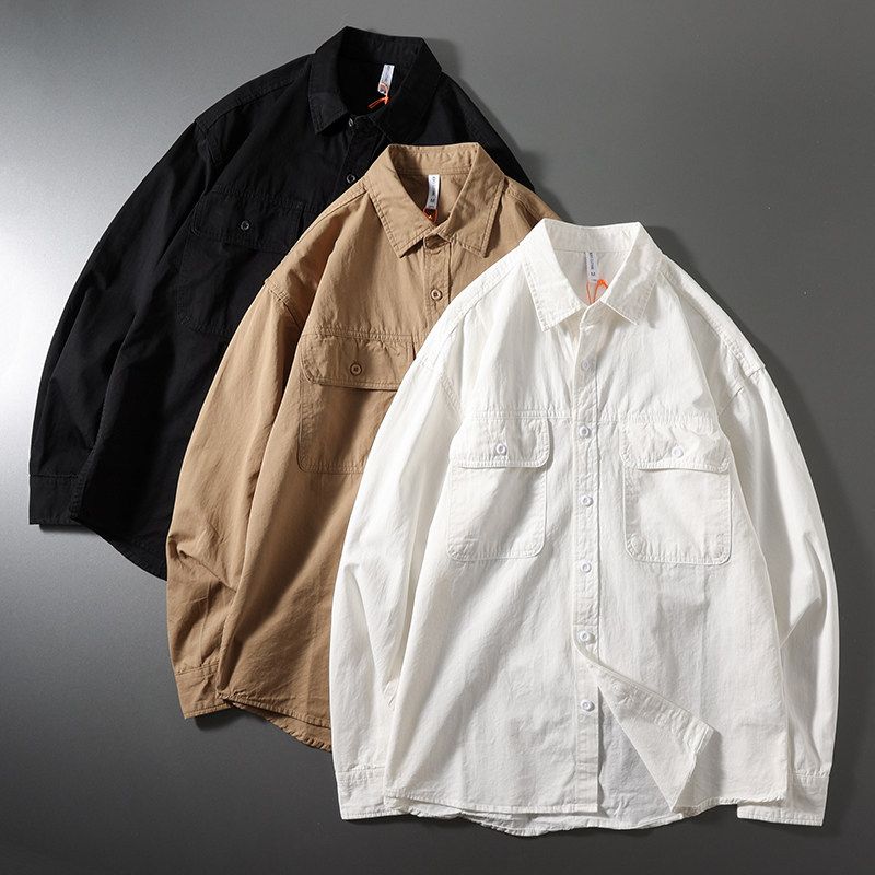 Workwear Shirt Men's Long Sleeves American Heavy Weight Pure Cotton Mountain Mechanical Style Shirt Export Export Tail Single Men's Clothing Outwear