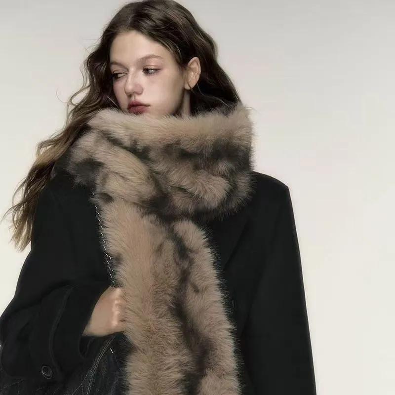 WTEMPO Women's Retro Elegant Leopard Printed Plush Scarves Cold-proof Windproof Warm Outdoor Scarves Autumn Winter Casual Versatile Scarf Shawls