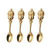 4pcs Vintage Zinc Alloy Dessert Spoon Luxury Lightweight Coffee Stirring Spoon Ice Cream Tea Serving Tool for Restaurant Café
