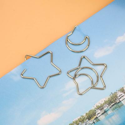 10PCS Iron Bookmark Clips Electroplating Memo Clips Bookmarks Star Moon Clips  Document Organizing