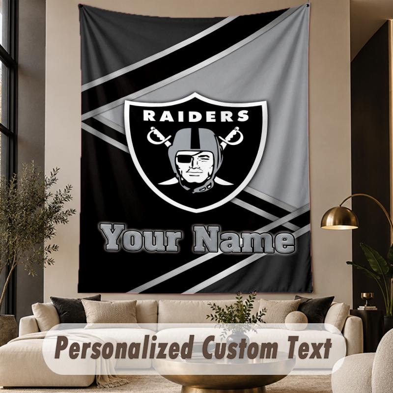 Custom Text Tapestry Las Vegas Raiders Print Wall Tapestry Indoor Living Room Wall Decor