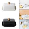With Lid Ceramic Butter Dish Top Handle Sealed Butter Container Nordic Butter Plates  Snack