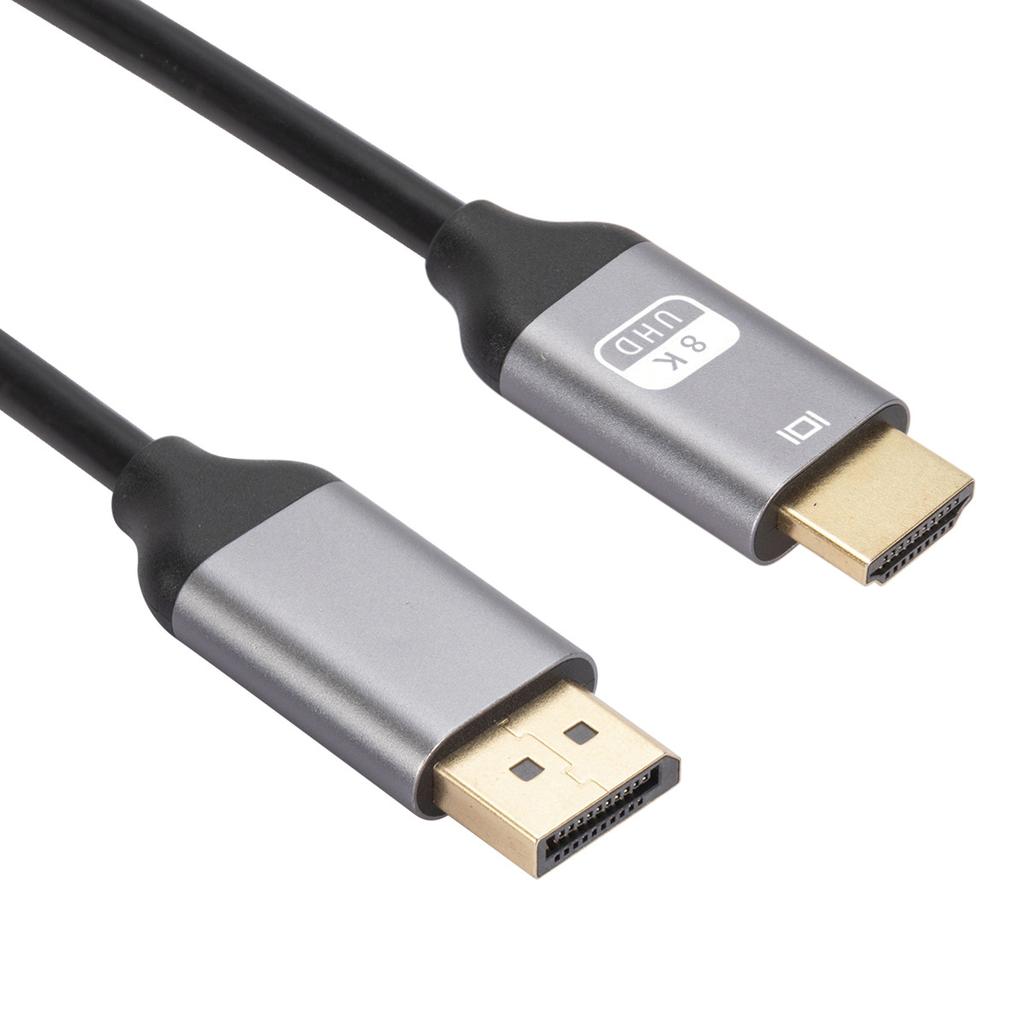 WT02 DP To HDMI Adapter Cable 8K@60Hz 1.8M High Definition Video Converter for Computer Monitor Connection