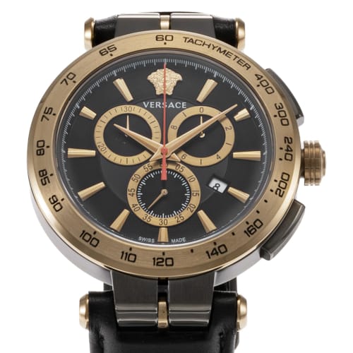 Versace AION Chrono Gent Watch, Black Dial, Quartz Movement, Sapphire Crystal, 45mm, VE6CA0323, Men's, Black