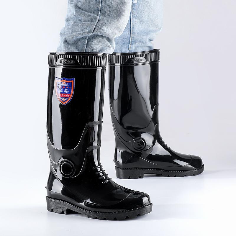 Kitchen High Tube Thickened Chef Rubber Shoes Non-slip Rain Boots Waterproof and Oil-proof Kitchen Shoes Beef Tendon Sole Men's Long Tube Water Shoes