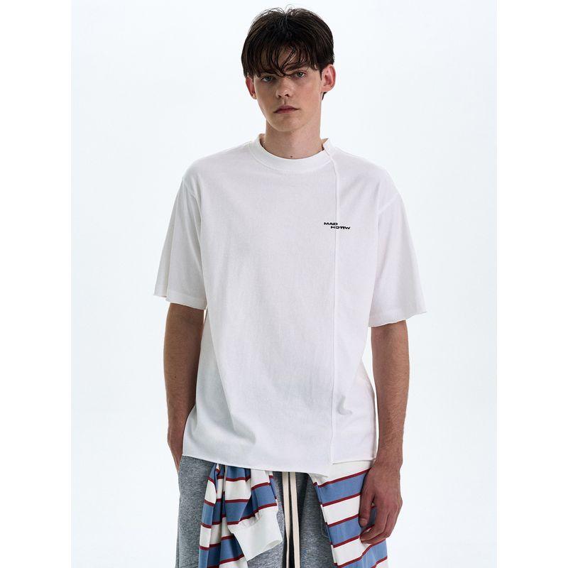 Madwitch Original Patchwork Design Silhouette T-Shirt for Men and Women, Loose Casual Cleanfit Printed Short-Sleeve Ins