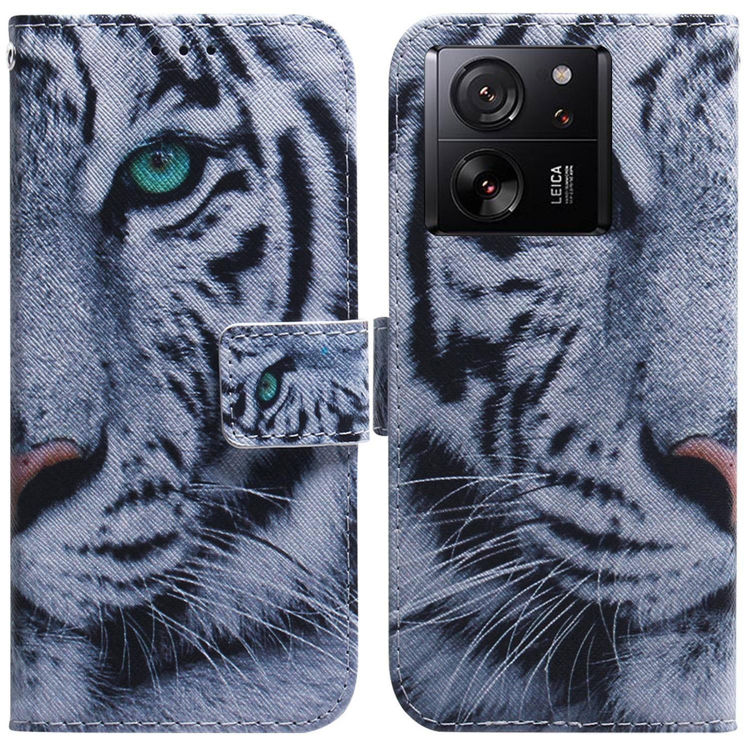 

For Xiaomi Redmi K60 Ultra/13T/13T Pro Case PU Leather Stand Pattern Printing Phone Cover Tiger Head