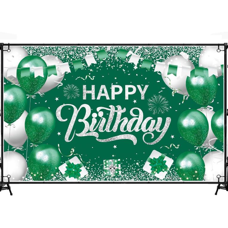 Purple Silver Happy Birthday Backdrop Banner, 6x3.6ft Purple Silver Backdrop Sign, Birthday Party Supplies Photo Background for Children Men Women.