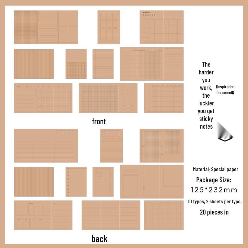 Infeel.Me Effort & Luck Series A7 Loose-Leaf Binder with Functional Study Sticky Notes