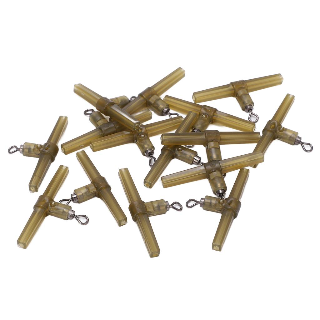 15 Stück Anti-Tangle Sleeves Side Bend mit Wirbel Karpfenhakenvorfach Karpfenangeln Helikopter-Montage