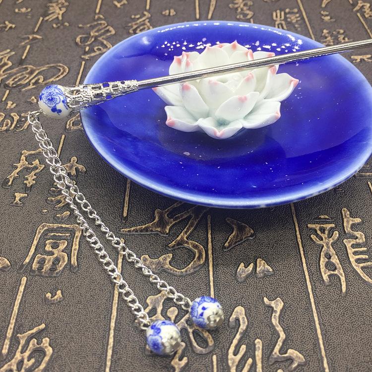 

Классический керамический набор шпилек для волос женский этнический стиль ретро головной убор цветок сливы сине-белый фарфор бусины цветочная шпилька аксессуары для волос