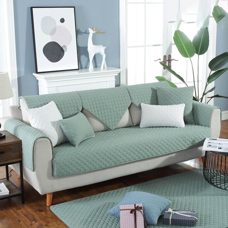 Sofa Covers for Living Room Dirt-proof Couch Cover Gray Color Plush Cushion Furniture Cover Corner Sofa Towel