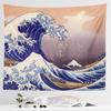 Icosahedron Great Wave Tapestry  Flat Printed Kanagawa Wave Ocean Theme Wall Art with Locked Edge for Bedroom  College Dorm