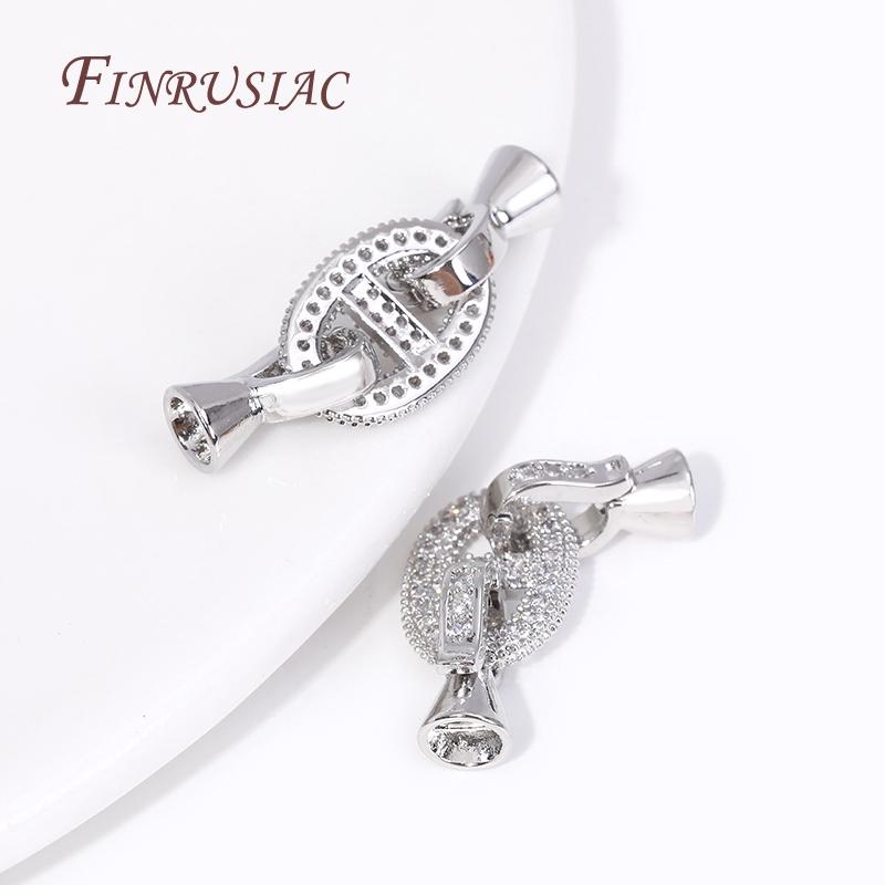 18K Gold Plated Inlay Zircon Fastener Clasp Connectors Fashion Pig Snout Shape Bracelet Clasps DIY Jewelry Making Supplies