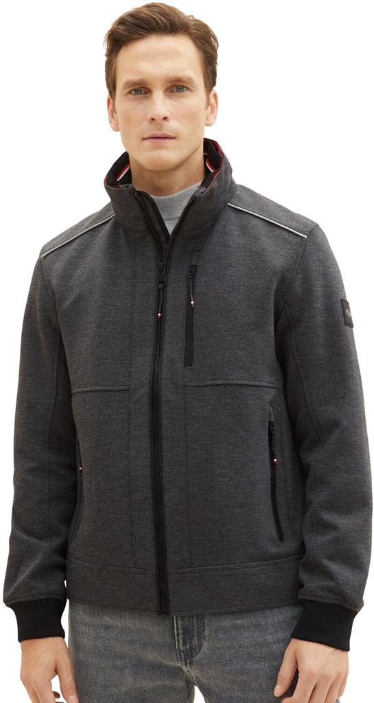 Mid-season Jacket Tom Tailor Jacket With Concealed Hood (1037324) Anthracite Knitted Structure