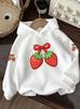 Kids' Casual Hoodie with a Cute and Sweet Strawberry Print, a Versatile Everyday Style, Suitable for Children Aged 3 and Up.