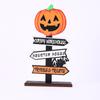 Halloween Pumpkin Letter Wooden Ornament, Tree Shaped Ghost Desktop Display, Halloween Desktop Decoration