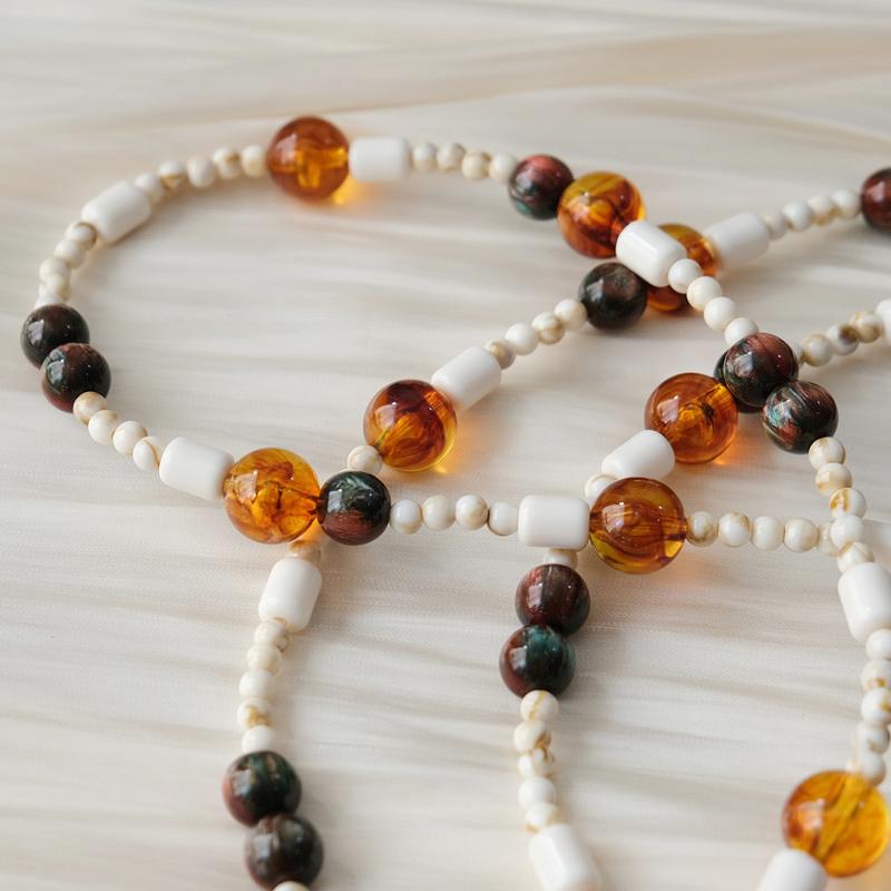 New Phone Accessory Cellphone Chain Anti Lost Universal Amber Beaded Lanyard Shoulder Neck Crossbody SmartPhone Strap Case Chain