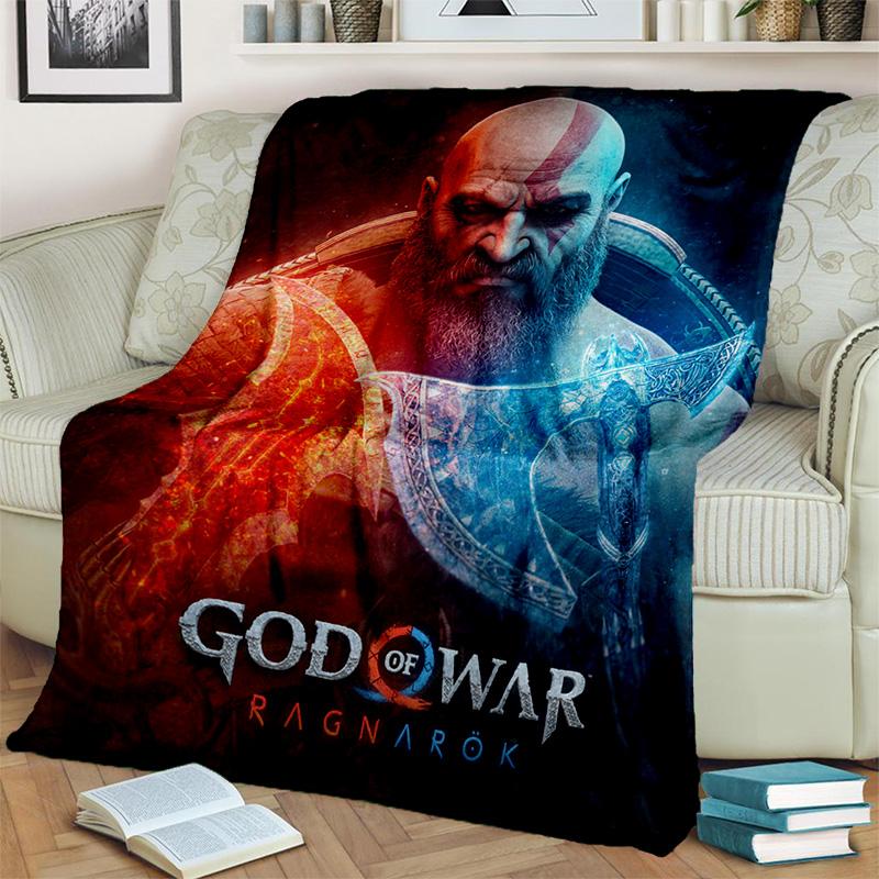 3D God of War Games Gamer Kratos HD Blanket,Soft Throw Blanket for Home Bedroom Bed Sofa Picnic Travel Office Cover Blanket Kids