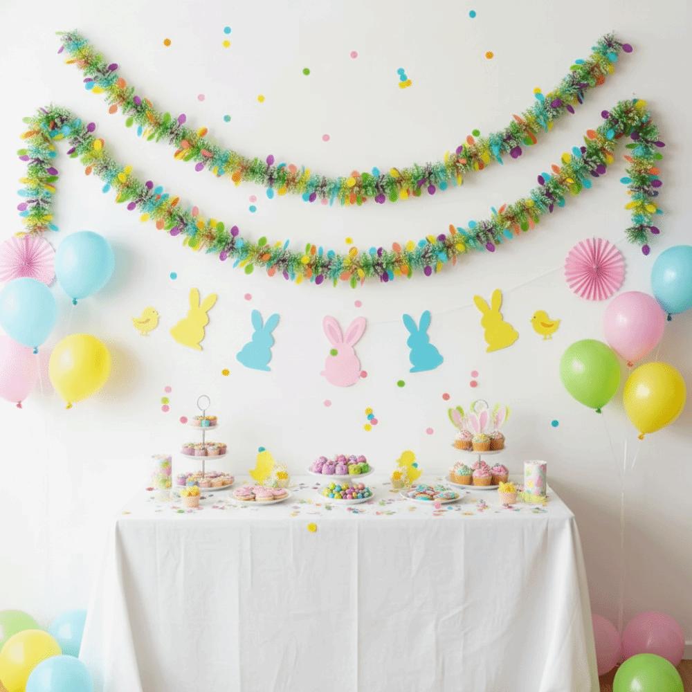 2M Spring Easter Garlands Stripe Glitter DIY Wreath Decoration Hanging Ornament  Easter Party