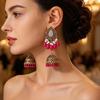 Large Retro Ethnic Tassel Earrings with Colorful Beads - Indian Style Water Drop Studs