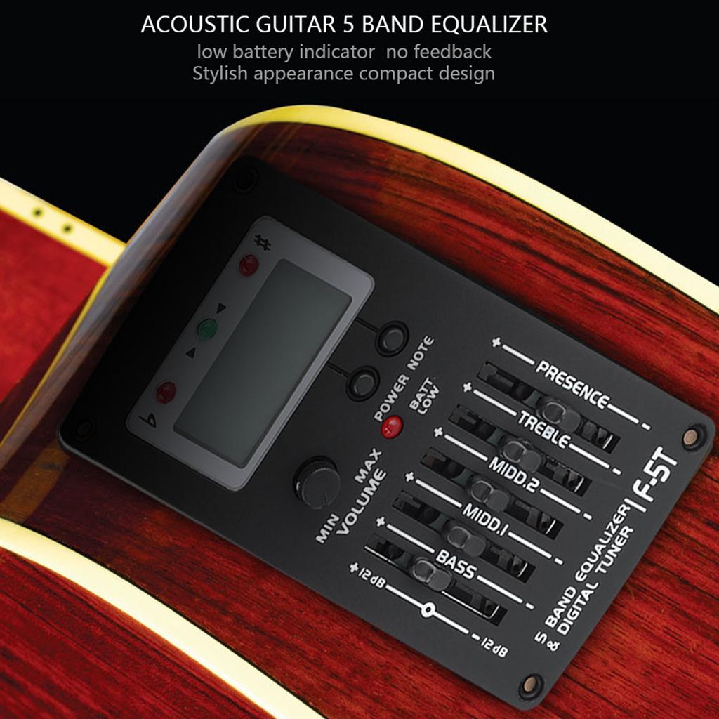 F‑5T 5 Band EQ Equalizer Pickup Tuner for Acoustic Guitar Musical Instrument Accessory Kit