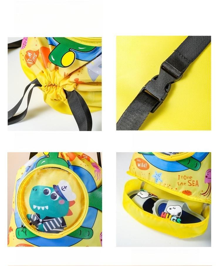 Children Waterproof Swimming Wet Dry Separation Beach Bag Cartoon Drawstring Storage Shoes Compartment Kids Wash Travel Bag