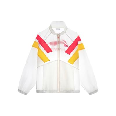 Sportlicher Trend Serie Gespleißte Reißverschluss Stehkragen Lockere Jacke Herrenjacke Weiß AJDT079-5