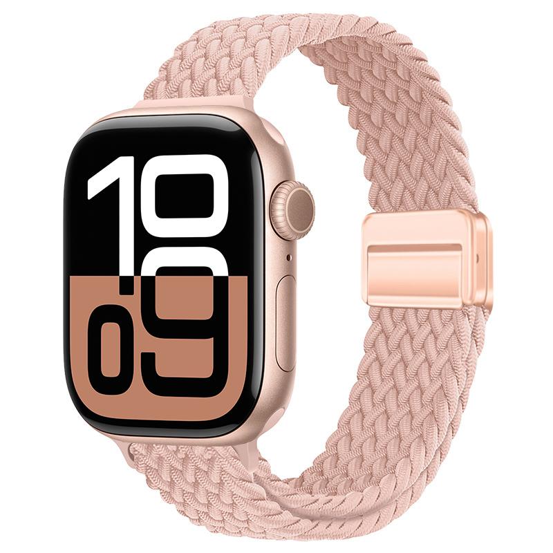 

Slim Braided Loop Nylon Strap For Apple Watch 11 10 46mm 42mm 9 8 7 6 SE Ultra 3 49mm Women Bracelet iWatch 45mm 41mm 44mm Band 40 41(S11-10 42mm) розовый