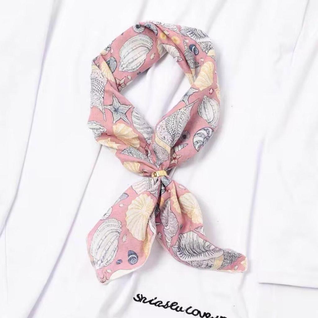 Retro Green Floral Small Silk Scarf - Korean Style Women's Versatile Autumn/Spring Accessory, Thin Square for Neck or Headband