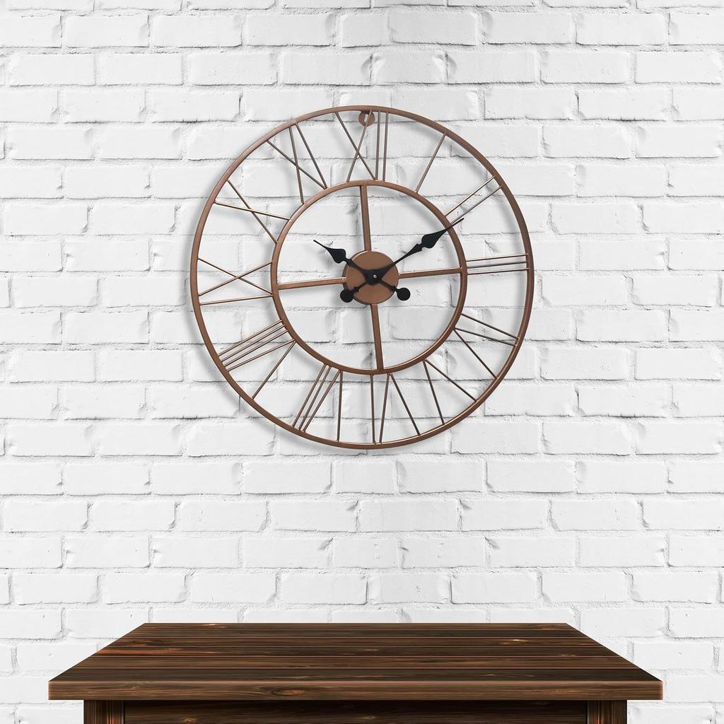 Metall Analog Wanduhr, 60 cm Leicht Ablesbar für Wohnzimmer/Zuhause/Küche - Schwarz (24 Zoll)