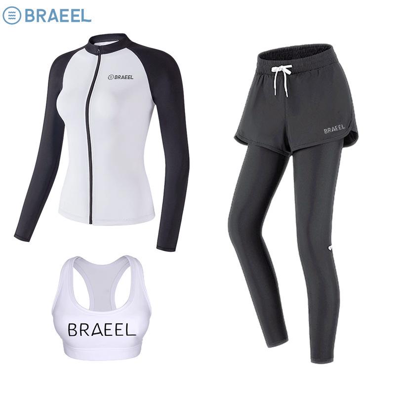 Korean Women's Quick-Dry Long-Sleeve Sun Protection Swimsuit for Surfing and Snorkeling