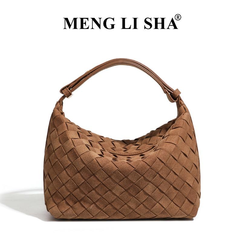 Suede woven lunch box bag retro fashion single shoulder underarm dumpling bag niche fashion high sense portable women's bag