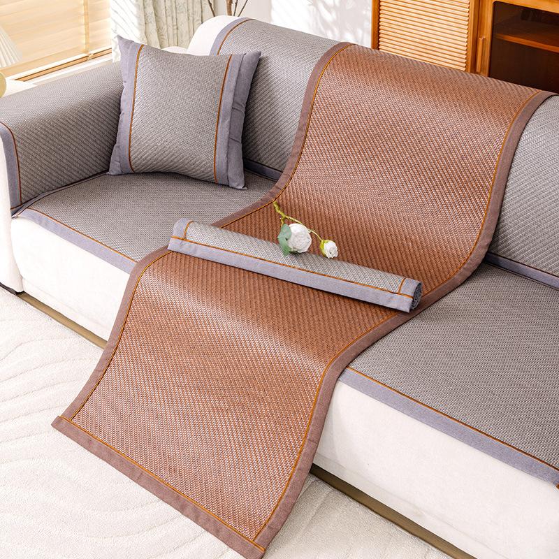 New Rattan Mat Sofa Cushion Summer Summer Mat One Piece Combination Cushion Sofa Cover Cover Cloth