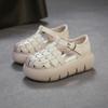 Johnature Genuine Leather Retro Handmade Woven Thick Soled Sandals Versatile Women's Platform Shoes