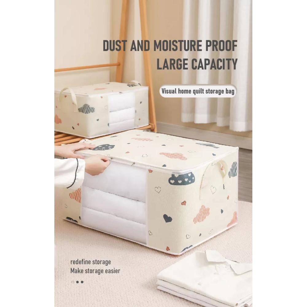Maximize Your Storage Space with this Large Capacity Clothes Organizer Bag - Reinforced Handle, Sturdy Zipper, Clear Window!