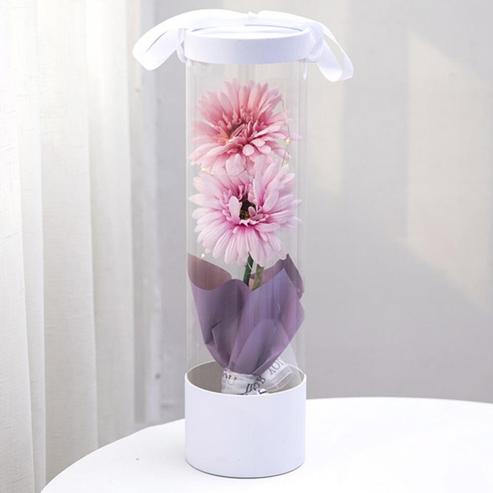 Flower Gift Box Silk Handle Transparent PVC Exquisite Flower Display Box Party Wedding Rose Party Gift Box Packaging Box Handbag