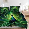 3pcs Enchanted Peacock Design Bedding Set - Includes Quilt Cover and Pillowcases, Suitable for All Seasons, Machine Washable - Ideal Gift for Fam