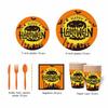 Pumpkin Pattern Disposable Plate Cup Set Decorative Disposable Utensils Set  Home