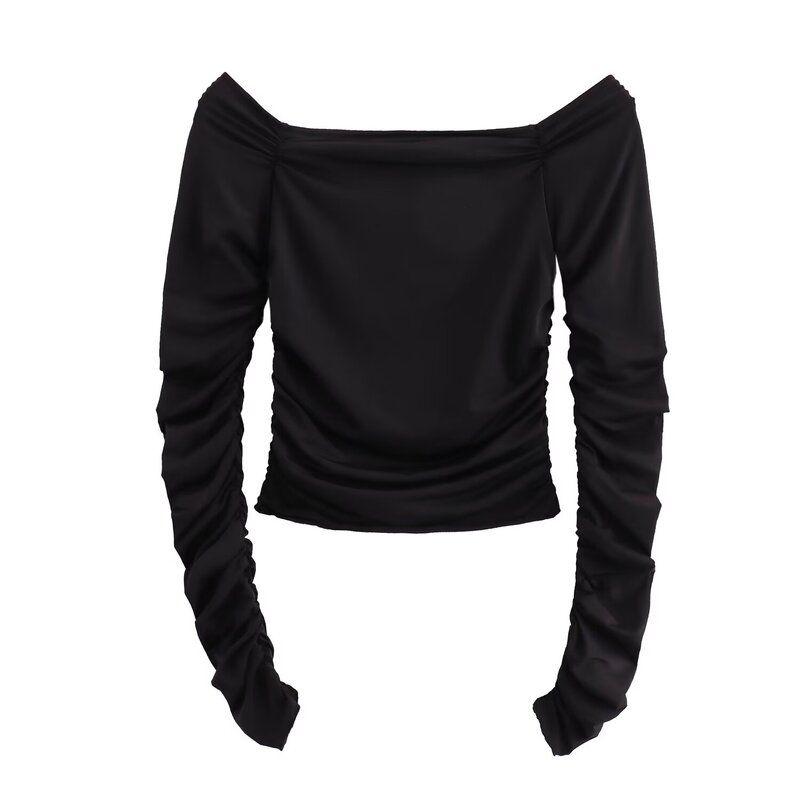 Fashion Style 2024 Summer New Women's Clothing Silm Easiest for Match Translucent Short T-shirt 0347301 800