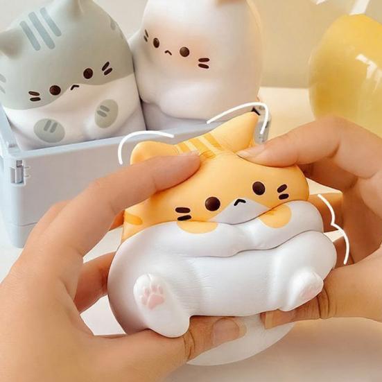 Stress Relief Cartoon Cat Toy Soft Stretchy Fat Kitten Squeeze Toy Relaxation Anxiety Reduction Animal Sensory Toy Party Favors