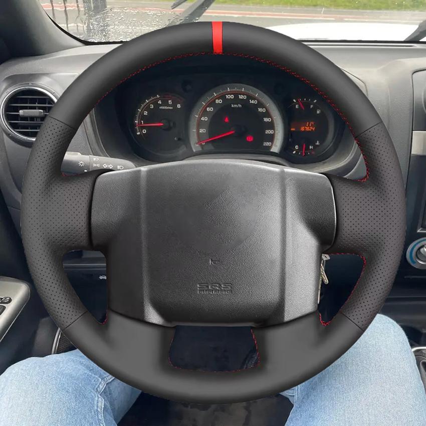 Черный искусственный кожаный нескользящий мягкий чехол на руль автомобиля — фото 3