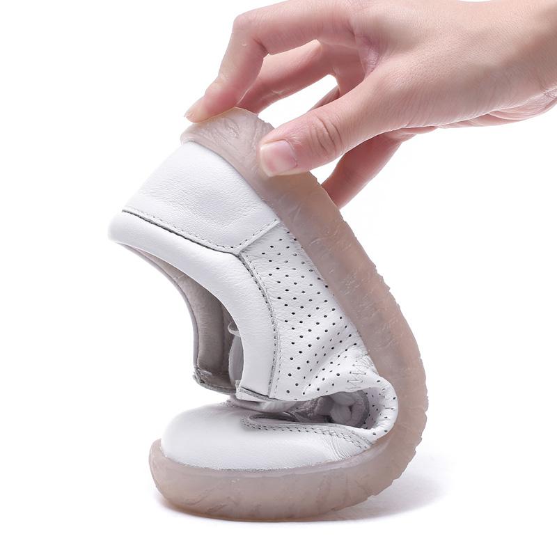 Fashion Handmade Shoes Women Flats Genuine Leather Flat Shoes Summer Breathable Hole Lace Up Pregnant Women Casual Shoes Size 41