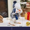 Cute Cloth PP Cotton Snowman White&Blue Soft Snowman Blue Plaid Christmas Decor Dolls Christmas Desktop Decoration