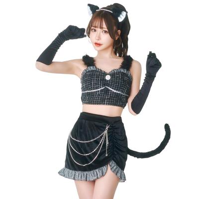 Luxterra Cosplay Halloween Midnight Cat Black [Clear Stone] Women's