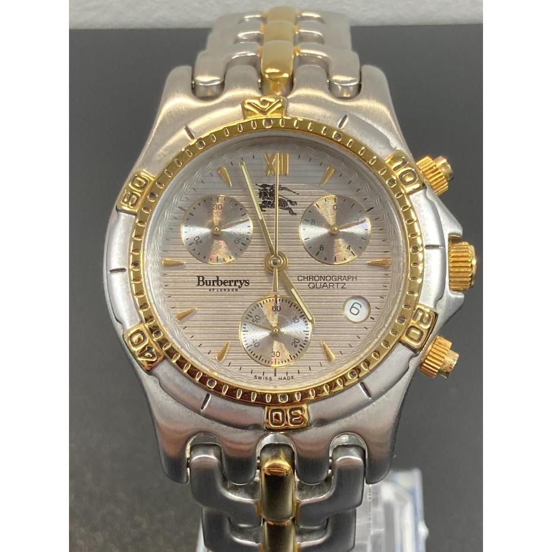Used [E360] BURBERRY 9100G chronograph men s wristwatch in good working condition