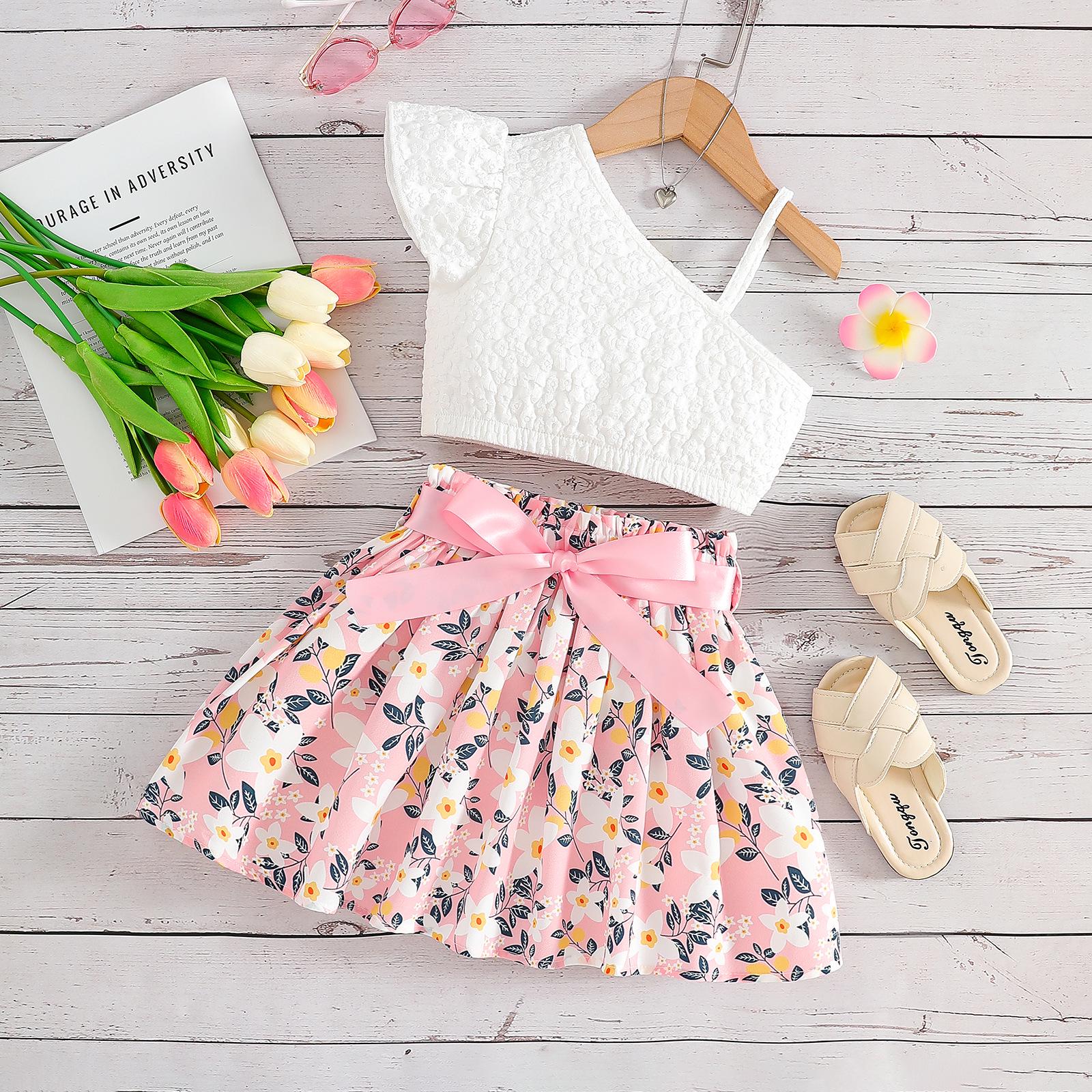 

Летняя мини-юбка для девочек с цветочным принтом и бантом, 2025 100 cm (3-4 years)