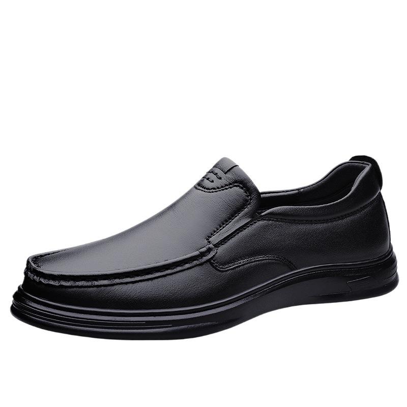 Popular autumn business leather shoes men's first-layer cowhide middle-aged dad thick-soled non-slip and breathable dress low-top shoes